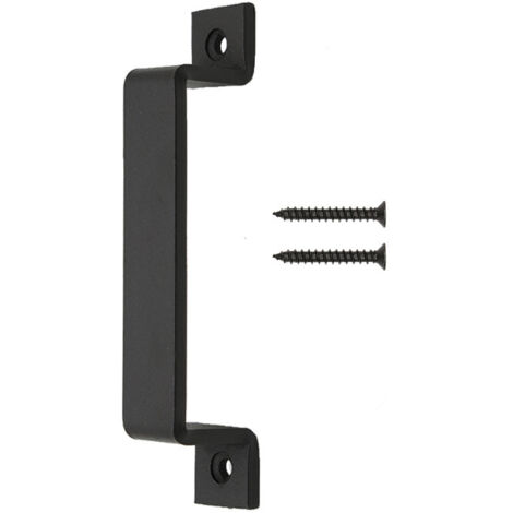 2 Stück Scheunentorgriffe  Türgriff aus massivem schwarzem Stahl (Schwarz) 160 mm