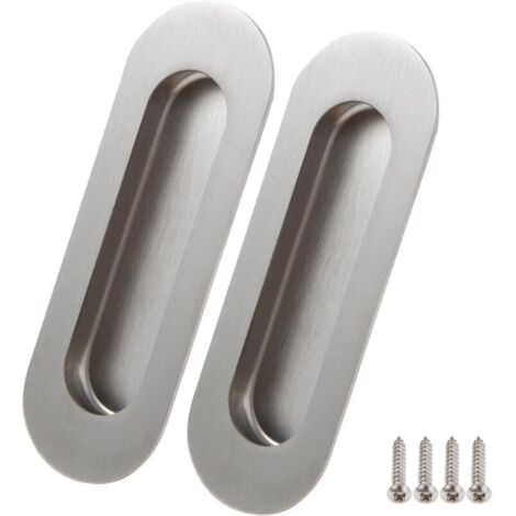 2 Stück Schiebetürgriffe aus gebürstetem Edelstahl 304 mit Schrauben, unsichtbare Türgriffe 120 x 40 mm