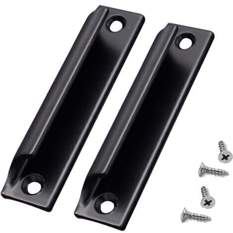 2 Stück (Schwarz) Griff aus Aluminiumlegierung, Schiebetürgriff, Balkontürgriff, Schrankschubladengriff, für Fenster, Möbelbeschläge mit Schrauben