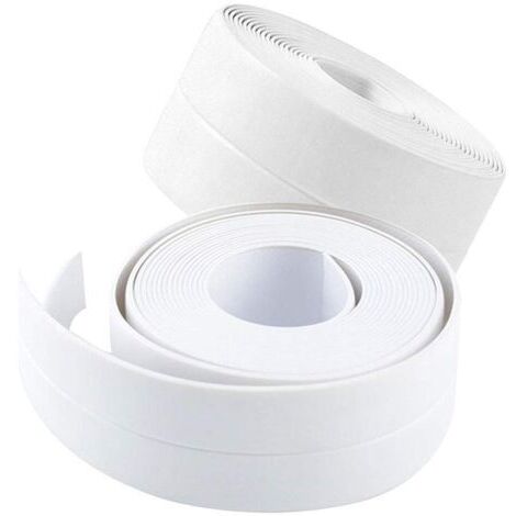 2 Stück selbstklebende Dichtungsbandstreifen aus PVC für Küchenspüle, Toilette, Badezimmer, Dusche und Badewanne, 3,2 m x 3,8 cm, Weiß