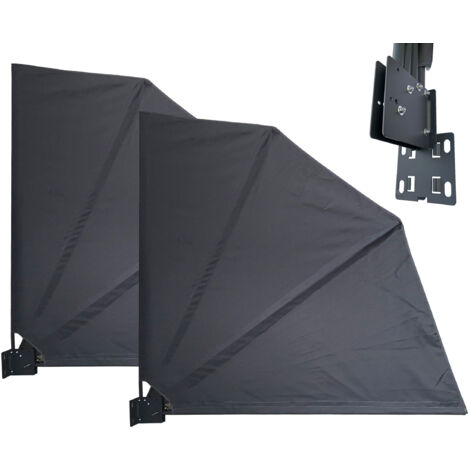 2 Stück Sichtschutz Fächer 115 x 115 cm EASY MOUNT GRAU Blickdicht Balkon Trennwand Windschutz Sonnenschutz