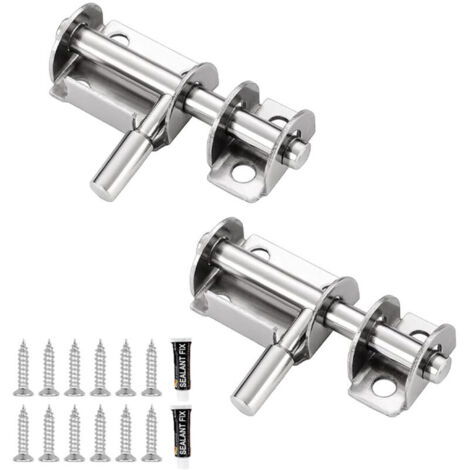 (2 Stück, silber) Türschlösser aus Edelstahl mit Schrauben, Riegel für Bad, WC, Garten, Schuppen