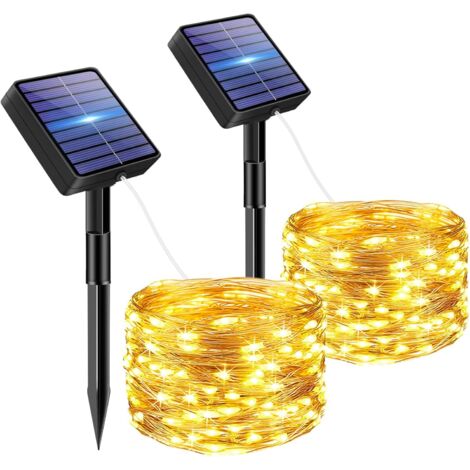 2 Stück Solar Lichterkette Aussen, 5M 50 LED Lichterketten Solar IP65 Wasserdicht Solarlichterkette Außen Wetterfest für Garten Zaun Baum Hof Balkon Deko