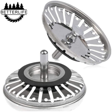 2 Stück Spülbeckensieb/Spülbeckenstöpsel Spülbeckenstopfen Loch Küche/Badezimmersieb Durchmesser 84 mm mit Kugelende, Edelstahl
