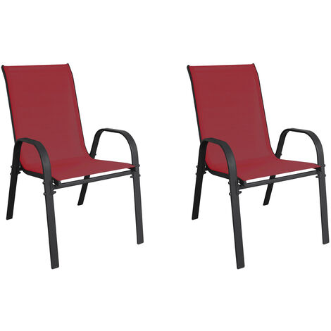 2 Stück Stapelsessel Metall KD - Textilen Anthrazit / Bordeauxrot-DMC330885-2