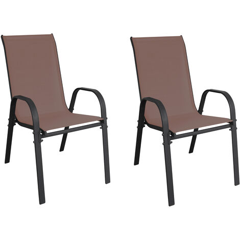 2 Stück Stapelsessel Metall KD - Textilen Anthrazit / Braun-DMC330884-2