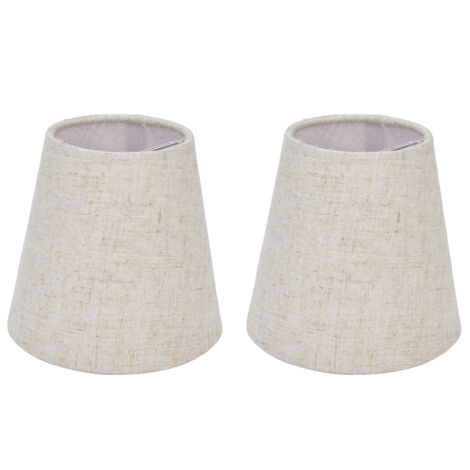 2 Stück Stoff-Clip-on-Lampenschirm für Tischlampenschirm, für E14-Schraube, Kerzenleuchter, Kronleuchter, PT13, beige, weier Rand