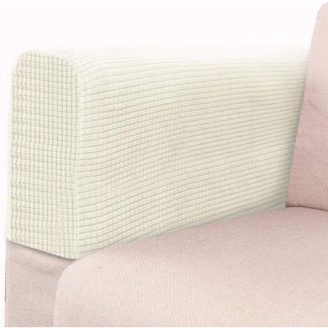 2 Stück Stretch-Stoff-Armlehnenbezüge, dekorative universelle elastische Sofa-Armlehnenbezüge (Reisweiß)