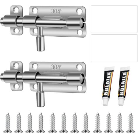 2 Stück Türriegel 304 Edelstahl mit 12 Pcs Schrauben Schieberiegel Riegelschloss Schlossriegel Klein Regel Edelstahl für Gartentor Zaun Lagerhaus Fenster Schlafzimmer
