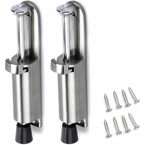 2 Stück Türstopper, Türstütze, Türpuffer, Edelstahl-Türblock mit Gummi (silber)