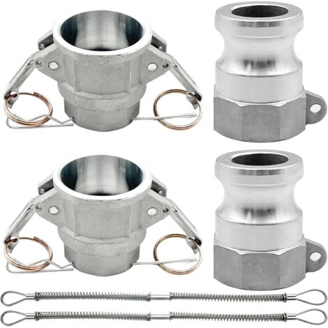 2 Stück Typ A und Typ D, Aluminium-Camlock-Fittings, Camnut-Lock-Fittings, Adapter (männlich/weiblich), NPT-Gewindesicherung (weiblich)