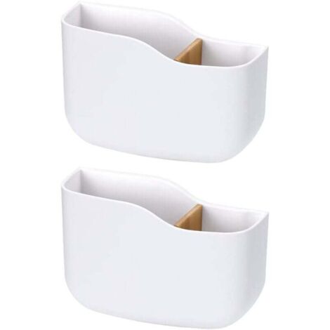 2 Stück Wand-Organizer-Box, Fernbedienungshalter, Wand-Aufbewahrungsboxen, an der Wand montierter Fernbedienungshalter, für Mediaplayer, Controller, Mobiltelefone (weiß)