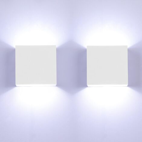 2 Stück Wandlampe Modern Up Down LED Wandleuchte Aluminium Flurlampen Wandbeleuchtung für Wohnzimmer Balkon Treppen Gärten - 6W Weißlicht (Weiß)