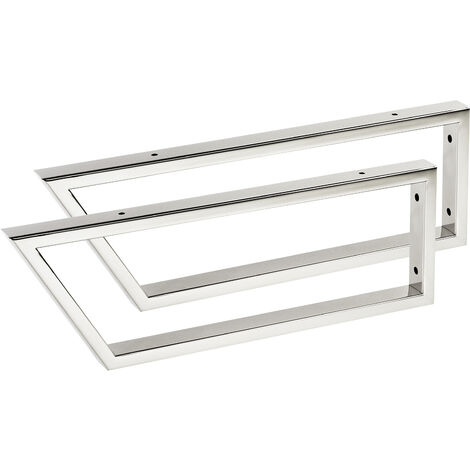 2 Stück Waschtischkonsole TWK450 450 x 150 mm Edelstahl poliert Vorderseite 60° abgeschrägt