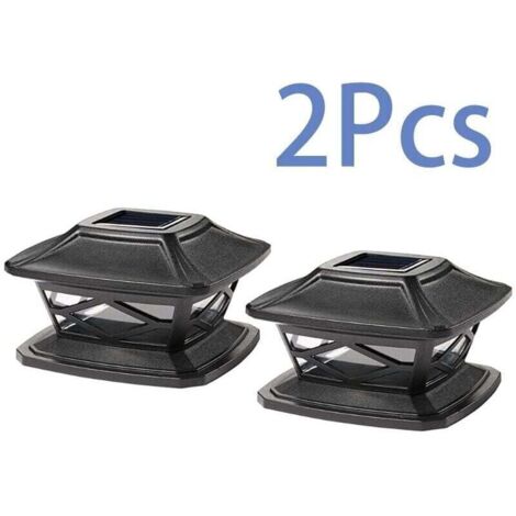 2 Stück wasserdichte LED-Solar-Hutpfostenleuchten für den Außenbereich, geeignet für dekorative Zäune und Straßen (Schwarz)