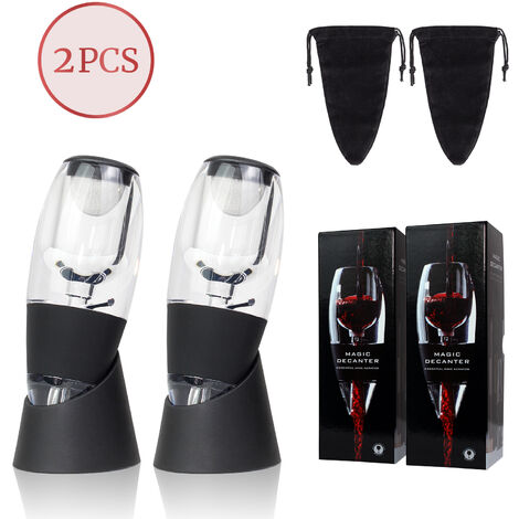 2 Stück Weinbelüfter, Wein Dekanter mit Filtern, Tropfschutzständer, Samtbeutel, Weindekanter Dekantierer Rotwein Aerator Set Ausgießer für Weinliebhaber