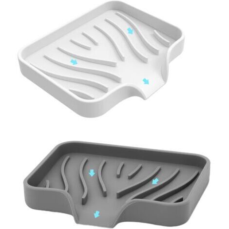 2 Stück (Weiß Grau) Seifendose, Reise Seifenbox, Seifenhalter Dusche, Badezimmer Seifenhalter, Silikon Seifenschale mit Ablauf, rutschfestes Design für Bad und Küche