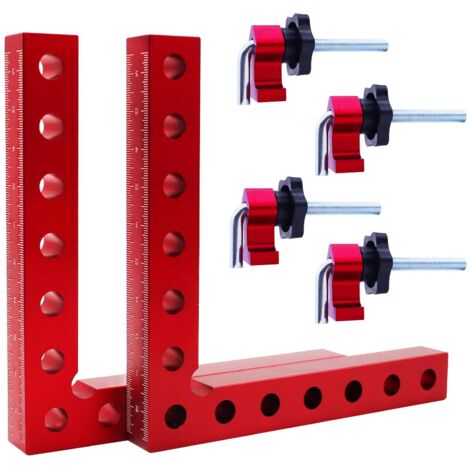 2 Stück Winkelspanner 90° Positionierklemme Rechtwinklige Messklemme für Zimmermannswerkzeug,140mm Holzbearbeitungsklemme mit Präzisionswinkel