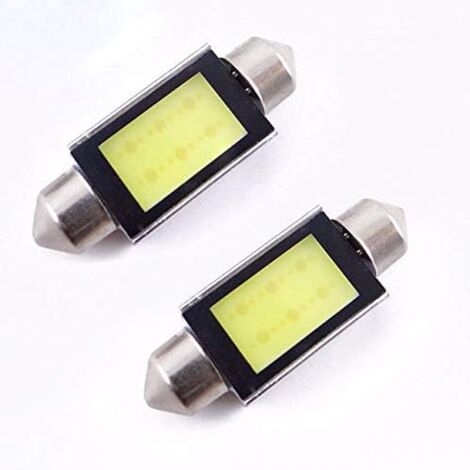 2 Stück Xenon Weiß 36 mm Auto COB LED Kennzeichenbeleuchtung 6418 C5W 4 W LED-Lampen 12 V, Autoscheinwerfer Lenklampe Bremssignal Rückfahrlicht (weiß)