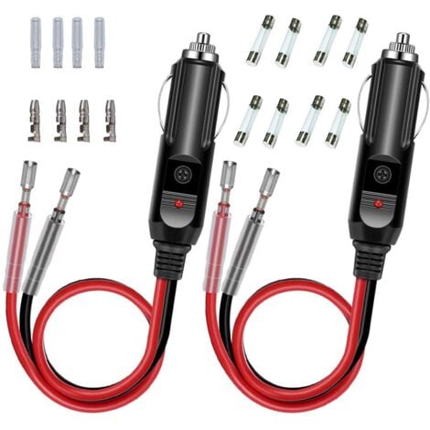 MEMKEY 2 Stück Zigarettenanzünder-Stecker-Adapter mit 16 AWG 12 V/24 V Universal-Stromkabel, für Auto-Wechselrichter, Luftpumpe, elektrische Tasse