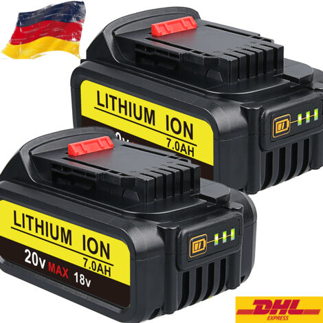 2 Stücke 7,0 Ah DCB182 Ersetzen für Dewalt 18 V Li-on Akku Pin DCB184 DCB180 DCB181 DCB182 DCB200 Elektrowerkzeuge Akku mit LED