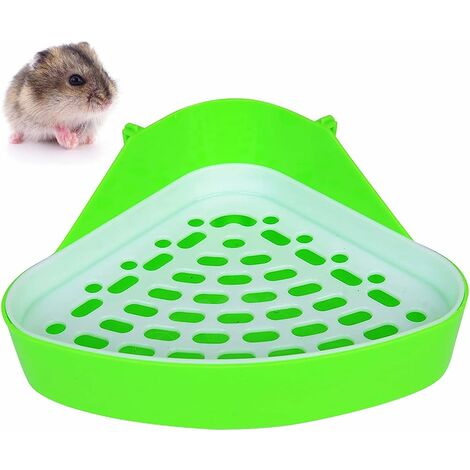 2 STÜCKE Kleintiertoilette Dreieckstoilette für Kleintiere Töpfchentrainer Haustiertoilette Katzentoilette für Hamster Chinchillas Meerschweinchen Kaninchen Frettchen (Grün und Gelb)
