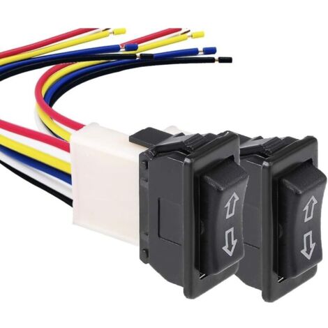 2 stücke Universal Auto Fenster Schalter 5Pin Auto Master Control Wippschalter mit Kabelbaum Momentary Glas Heber Schalter DC 12V