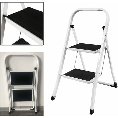2 Stufen Klappleiter Trittleiter Klappbar Tragbare kompakte Leiter Rutschfeste Matte Einfache Aufbewahrung Stehleiter für Home Kitchen Office DIY DHL