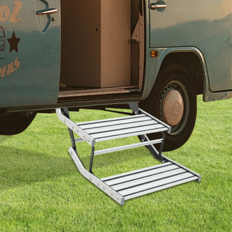 2 Stufen Wohnwagen Caravan Boot Camping Doppel Trittstufe Tritt Einstieg Treppe