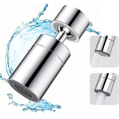2-stufiger Wasserhahn-Luftsprudler, 360° schwenkbar, Filter und Sprühregler für Küche und Bad, silberfarben und praktisch