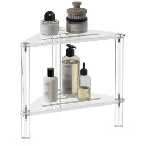 2-stufiges Acryl-Eckduschregal, freistehend, mit Hohlfächern, ideal für Badezimmer, Schlafzimmer oder Küche, platzsparend.