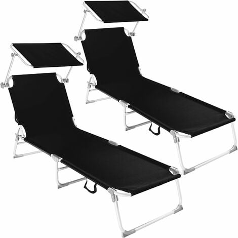 main image of "2 sun loungers aluminium Victoria 4 settings - reclining sun lounger, sun chair, foldable sun lounger"