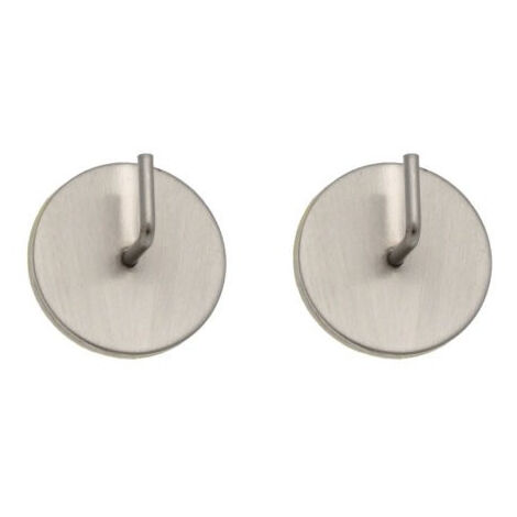 2 Support adhésif rond - Métal - Chrome mat
