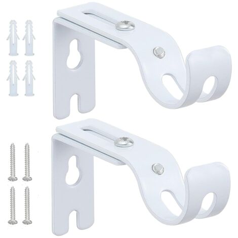2 supporti per aste per tende, staffe regolabili, clip per aste per tende, supporto per aste e 8 accessori adatti per aste per tende, aste per tende da porta o persiane (bianco)