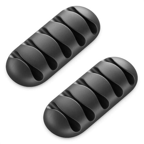 2 supports de câbles, clips de fixation pour 5 câbles chacun, organisateur de gestion des câbles pour la maison et le bureau, ruban adhésif résistant noir.-AquaForge