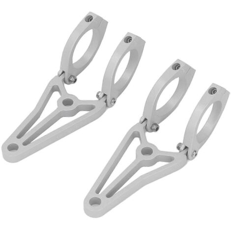 2 supports de phare moto 33 à 41 mm argent, support de lampe de fourche, remplacement pour guidon tube avant, kit phare moto, fixation tête de fourche argentée