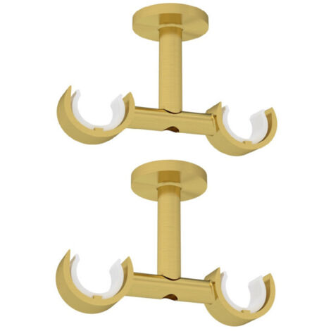 2 Supports de Tringle à Rideaux, Double, Doré, Fixation au plafond, Diamètre 20