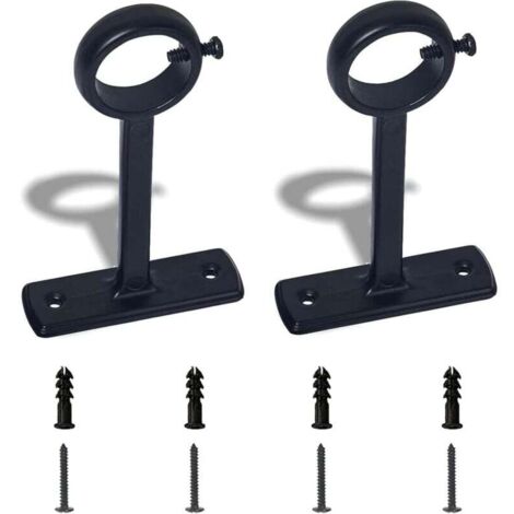 2 supports de tringle à rideaux, fixation de tringle à rideaux, support de tringle à rideaux mural et plafond, noir