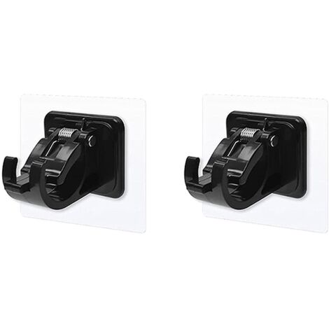 2 supports de tringle à rideaux/porte-serviettes autocollants transparents, sans traces, 2 crochets de barre sans clous, noirs
