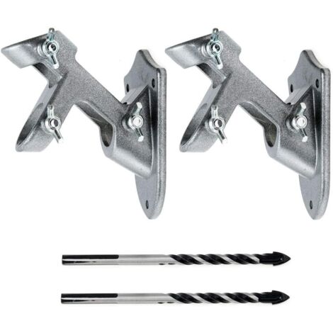 2 Supports mât drapeau aluminium 2 positions, antirouille, diam. int. 1", extérieur (vent), 2 perceuses incluses, noir