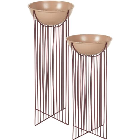 2 Supports pour Plantes Pots de fleurs d'Intérieur Rond 55/45 cm en Métal Rose Ficaria