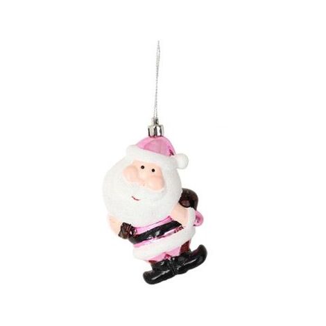 2 Suspensions Pere Noel et sa hotte rose