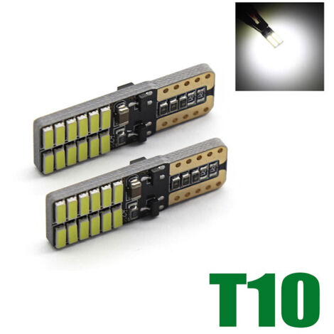 Комплект от 2 броя T10 Led крушки, W5W 4014 24SMD, 12V 24 V, бяла светлина 6000K в блистер