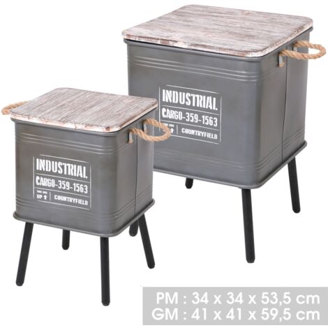 2 Tables d'appoint design industriel Loft