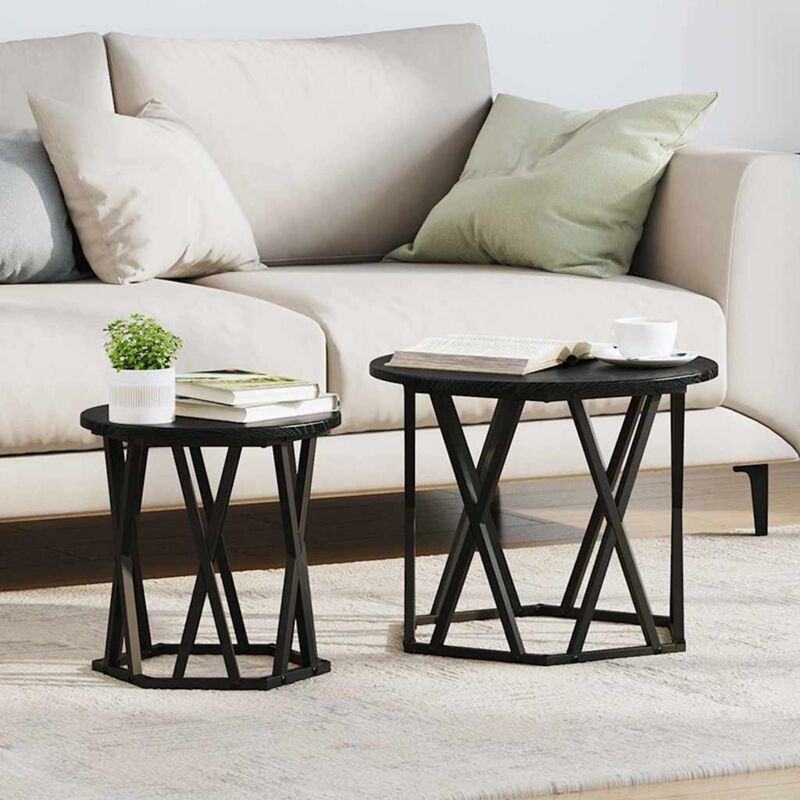 Vidaxl - Table d'appoint 2 pcs Chêne noir 50 x 50 x 40 cm