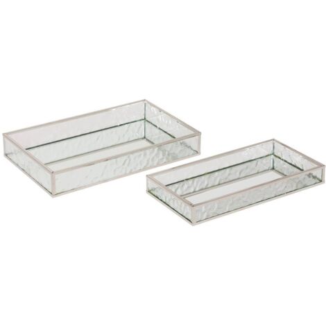 2 Tabletts mit Spiegeleffekt Ania silber 28x17x4cm - Atmosphera créateur d'intérieur