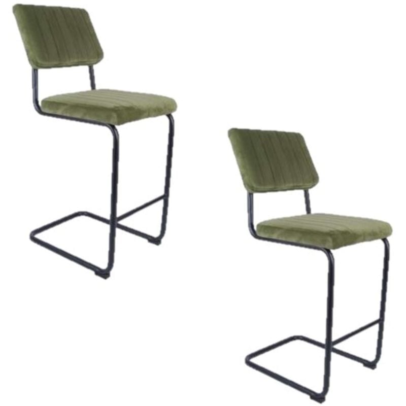 Leitmotiv - Lot de 2 Tabourets de bar cantilevers design effet velours Keen