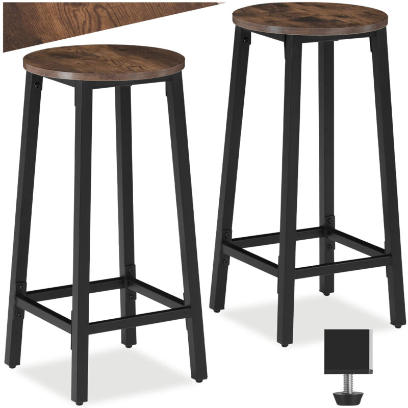 tectake® Set Barhocker, Industrial Style, mit höhenverstellbaren Kunststofffüßen, Sitzhöhe 66 cm