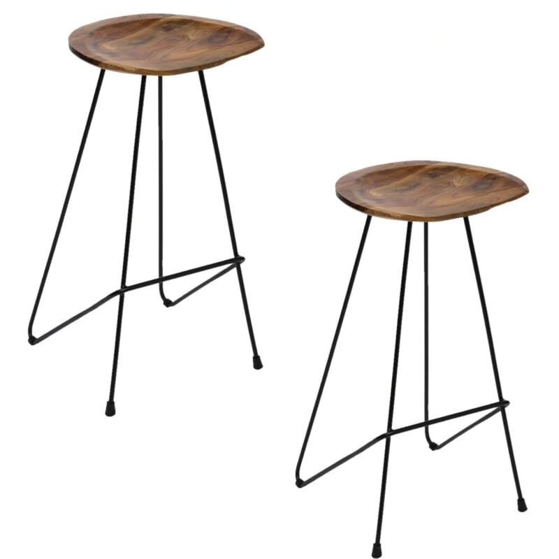 Toilinux - 2 Tabourets de bar design bois et métal Sumar