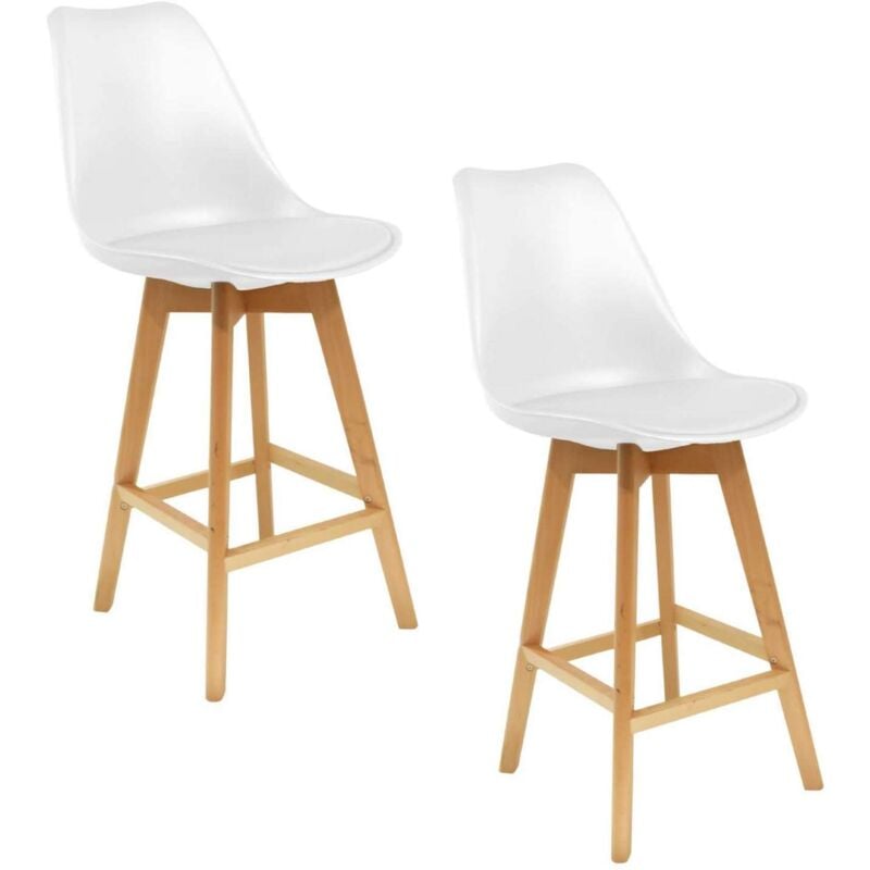 2 Tabourets de bar en bois scandinaves Home Factory